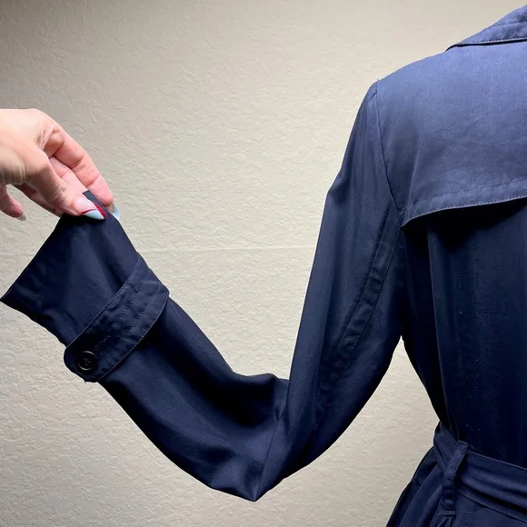 Anthropologie LRA Blue Coat Dress Size M 8 10 Button Front Fit-And-Flare Retro - Picture 7 of 11